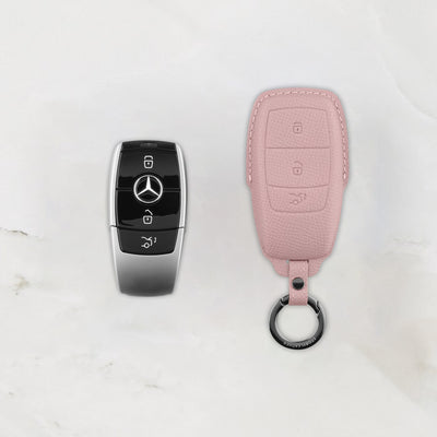 Pink Leather Key Cover for Mercedes-Benz Smart Key (Style R3)