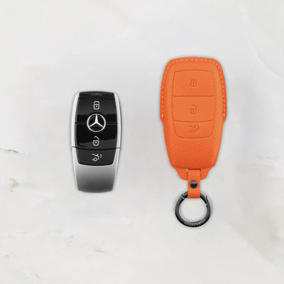 Orange Leather Key Cover for Mercedes-Benz Smart Key (Style R3)