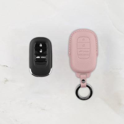 Pink leather key cover for Honda smart key