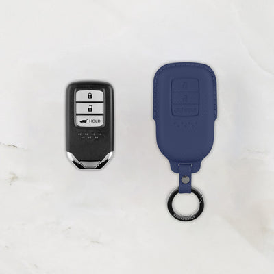 Blue leather key cover for Honda smart key