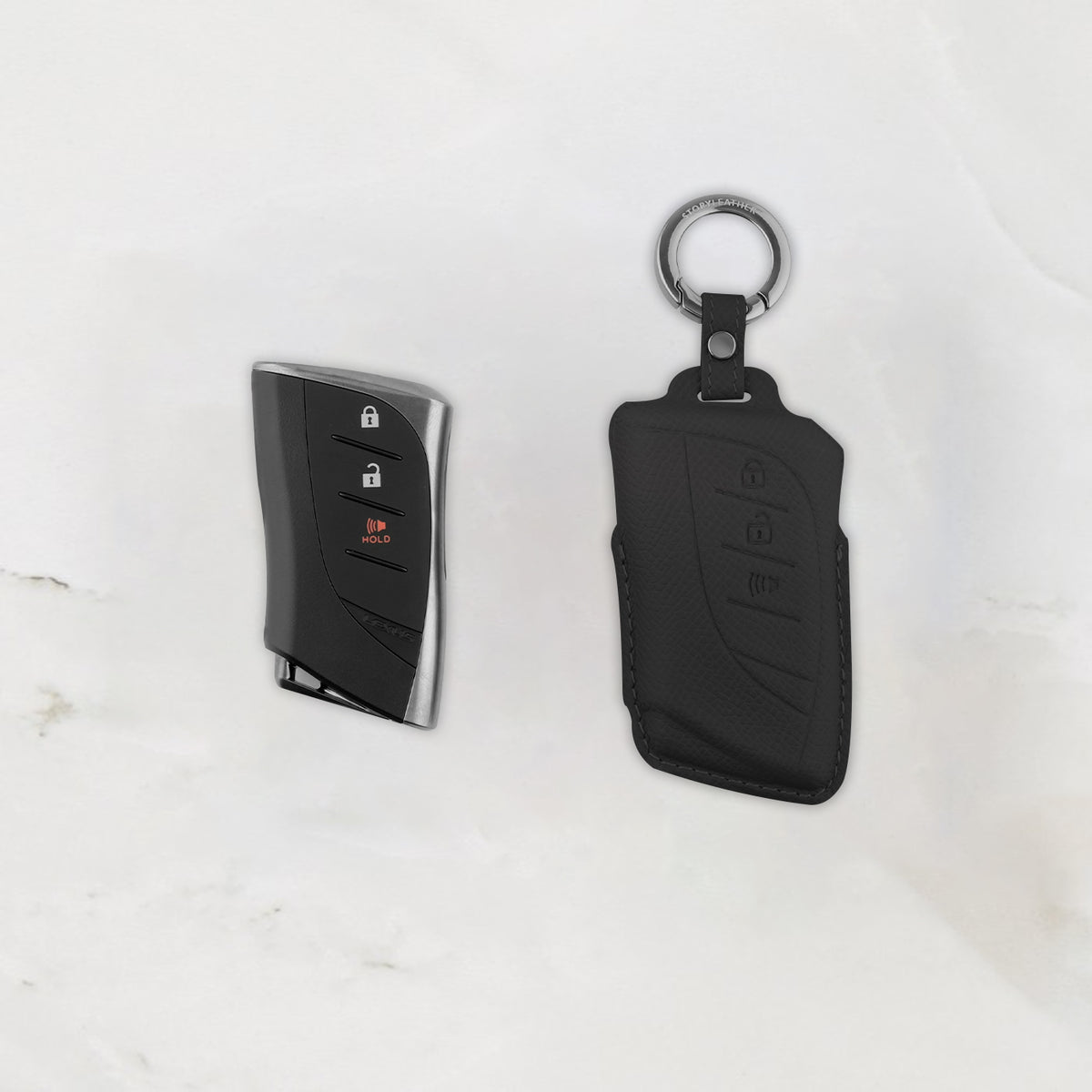 Black leather key cover for Lexus smart key