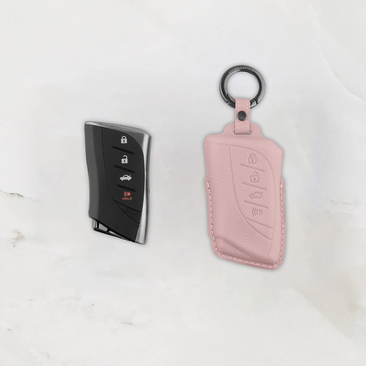 Pink leather key cover for Lexus smart key