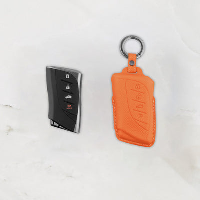 Orange leather key cover for Lexus smart key