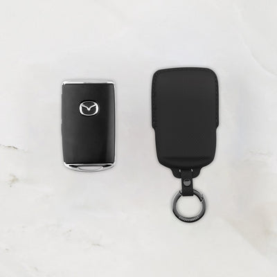 Black leather key cover for Mazda smart key