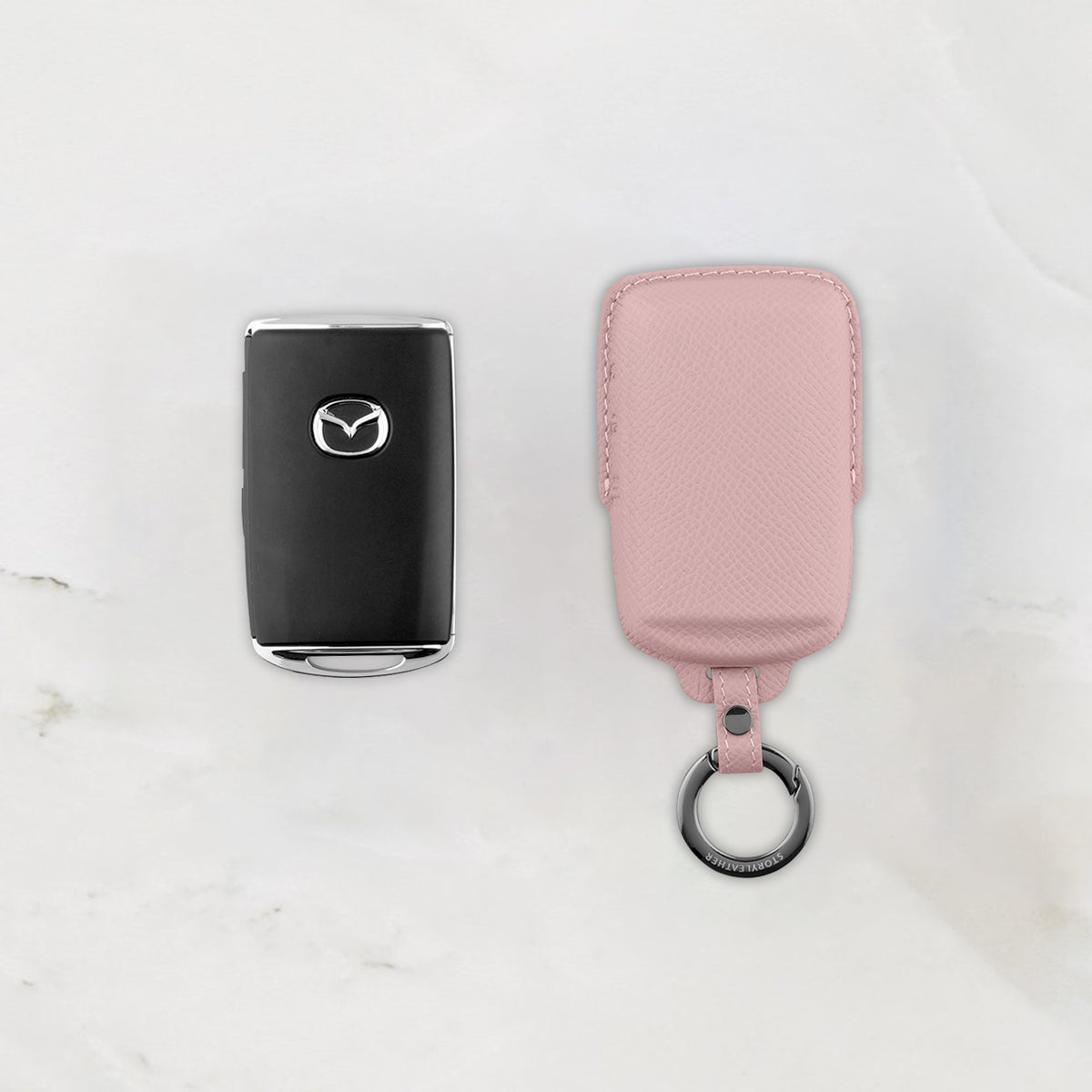 Pink leather key cover for Mazda smart key