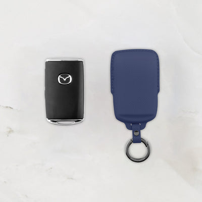 Blue leather key cover for Mazda smart key