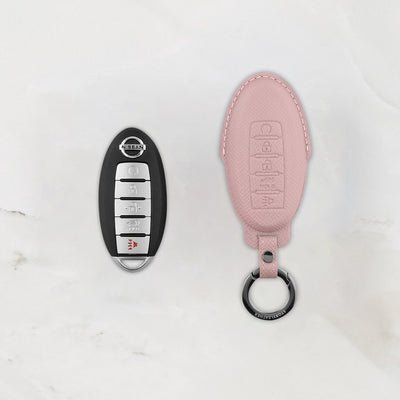 Pink leather key cover for Nissan smart key