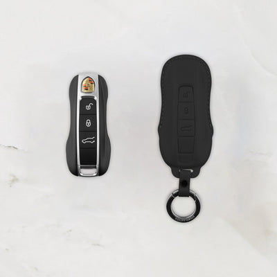 Black leather key cover for Porsche smart key
