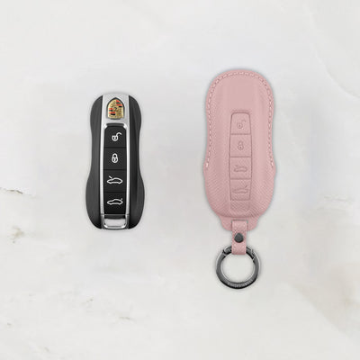 Pink leather key cover for Porsche smart key