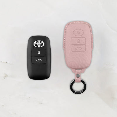 Pink leather key cover for Toyota smart key