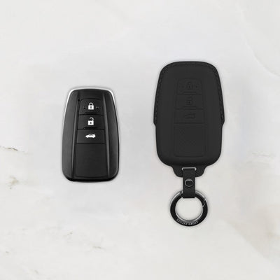 Black leather key cover for Toyota smart key