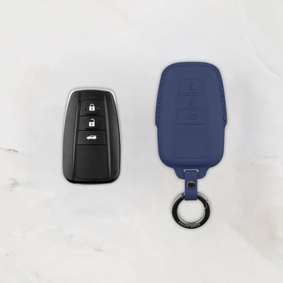 Blue leather key cover for Toyota smart key