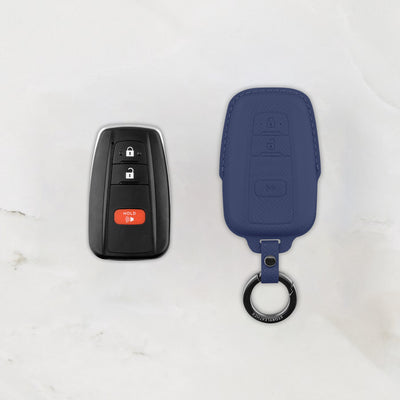 Blue leather key cover for Toyota smart key