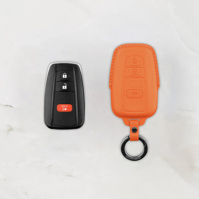 Orange leather key cover for Toyota smart key