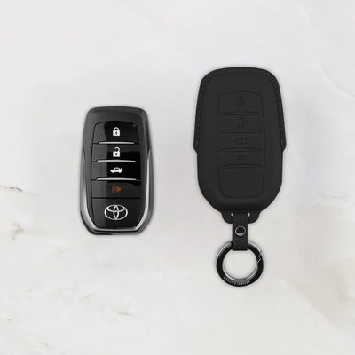 Black leather key cover for Toyota smart key