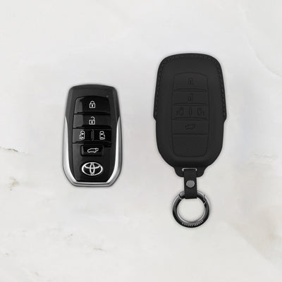 Black leather key cover for Toyota smart key