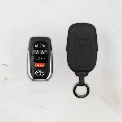 Black leather key cover for Toyota smart key