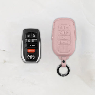 Pink leather key cover for Toyota smart key