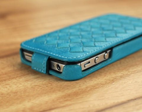 Down Flip Woven Leather Case