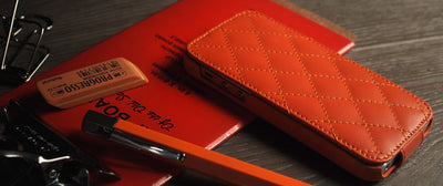 Quilted Down Flip Leather Case