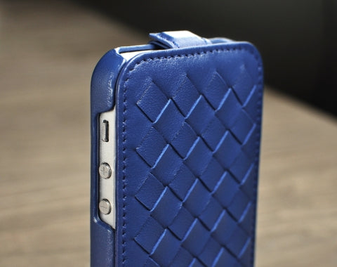 Woven Down Flip Leather Case