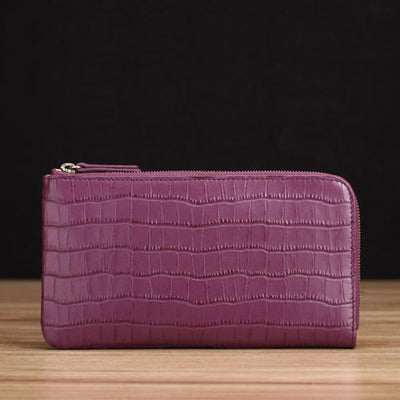 Purple Crocodile Embossed Leather