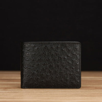 Black Ostrich Embossed Leather