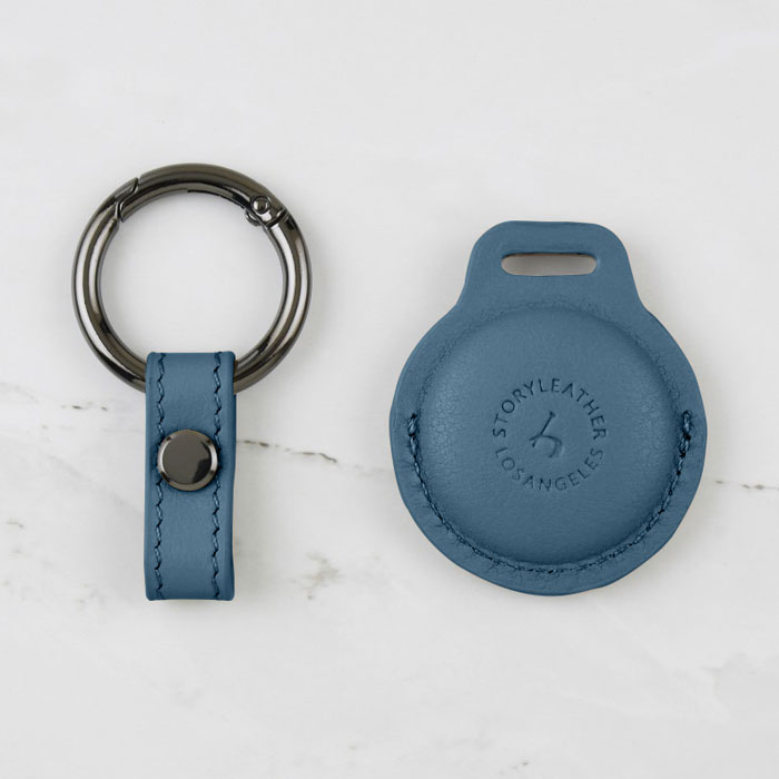 AirTag Leather Keychain - Navy Blue