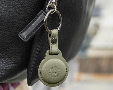 AirTag Leather Keychain - Pastel Green