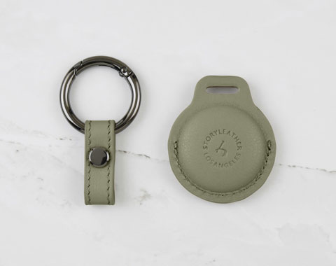 AirTag Leather Keychain - Pastel Green