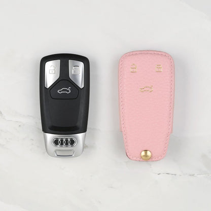 Pink leather key cover for Audi car key