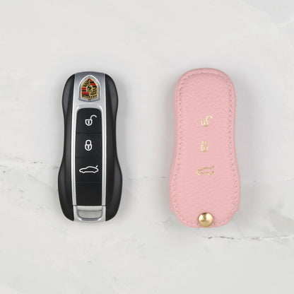 Pink leather key cover for Porsche key