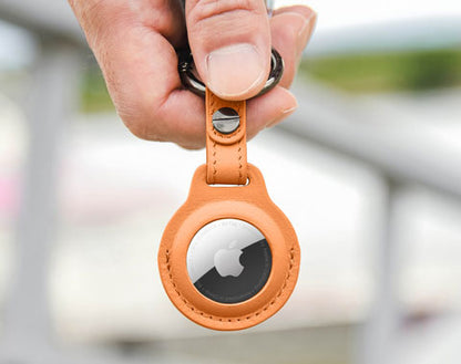 AirTag Leather Keychain - Pumpkin Orange