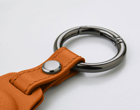 AirTag Leather Keychain - Pumpkin Orange