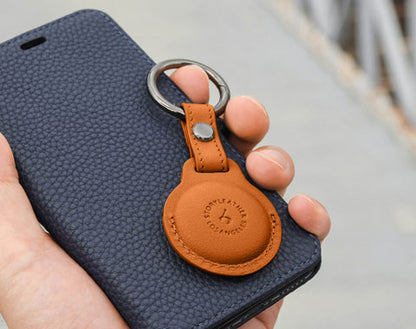 AirTag Leather Keychain - Pumpkin Orange