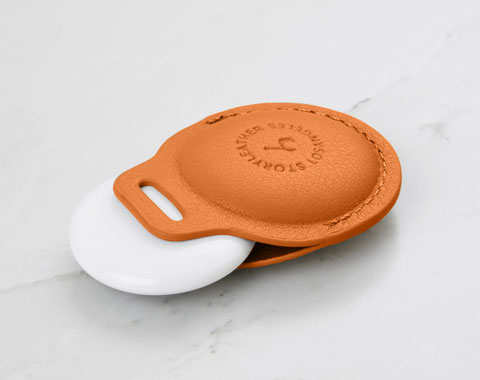 AirTag Leather Keychain - Pumpkin Orange