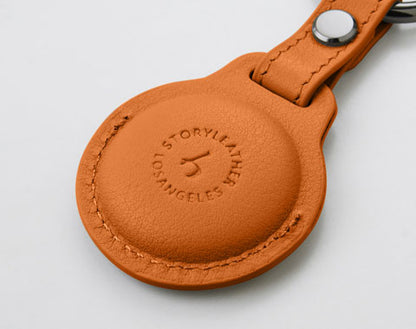 AirTag Leather Keychain - Pumpkin Orange