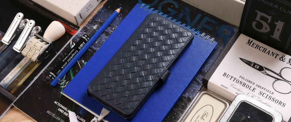 Woven Book Style Leather Case