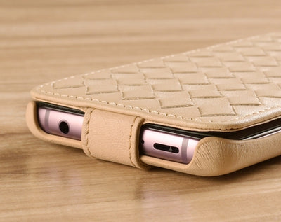 Down Flip Woven Leather Case
