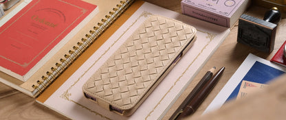 Down Flip Woven Leather Case