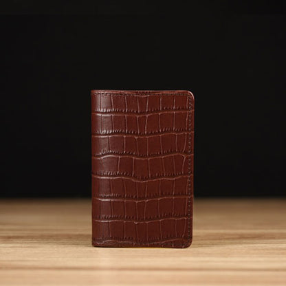 Coffee Crocodile Embossed Leather